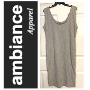 🌺 AMBIANCE Gray Sleeveless Ribbed Stretch Tank Dress NWT 1X